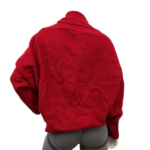 CHERFLY Women's Batwing Sleeve Cardigan Sweater Knit Red Sweater Cardigan Size L - Picture 2 of 8